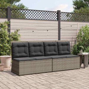 vidaXL Tuinbank Grijs poly rattan