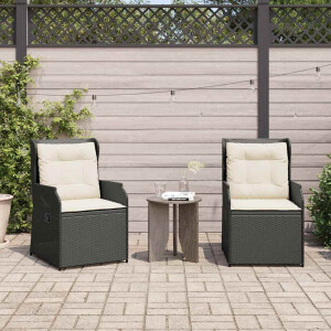 vidaXL Tuinbank 2 pcs Zwart poly rattan