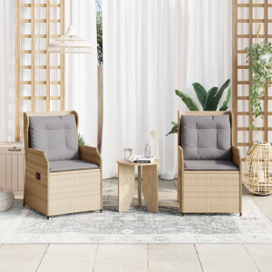vidaXL Tuinbank 2 pcs Beige poly rattan
