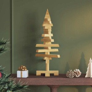 vidaXL Houten kerstboom met standaard Bruin 60 cm Massief grenenhout