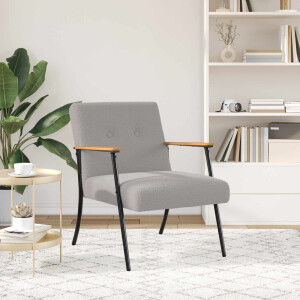 vidaXL Fauteuil Lichtgrijs Krullend Wol-achtig Stof