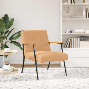 vidaXL Fauteuil Beige Krullend Wol-achtig Stof