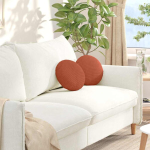 vidaXL Zitkussens 2 pcs Rood-oranje Ø 30 cm Katoen Stof