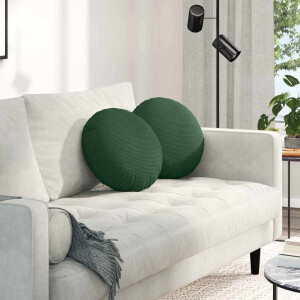 vidaXL Zitkussens 2 pcs Donkergroen Ø 40 cm Katoen Stof