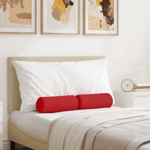 vidaXL Bolster Kussens 2 stuks Rood Ø 15 x 40 cm Stof