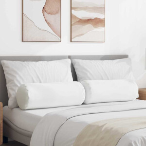 vidaXL Bolster Kussens 2 pcs Wit Ø 25 x 70 cm Stof