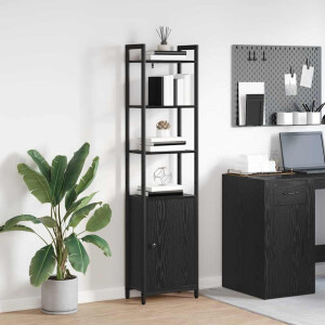 vidaXL Boekenkast Zwart Eiken 40 x 24 x 161 cm Bewerkt hout
