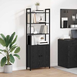 vidaXL Boekenkast Zwart Eiken 60 x 24 x 161 cm Bewerkt hout