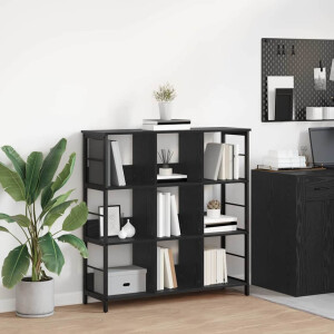 vidaXL Boekenkast Zwart Eiken 102 x 32 x 104,5 cm Bewerkt hout