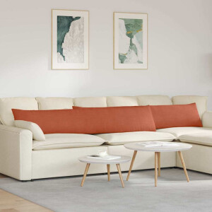 vidaXL Sofa Kussens 2 pcs Rood-oranje 200 x 40 cm Katoen Stof