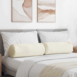 vidaXL Bolster Kussens 2 pcs Crème Ø 25 x 70 cm Katoen Stof