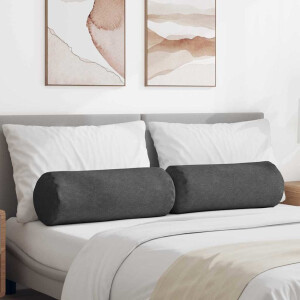 vidaXL Bolster Kussens 2 pcs Donkergrijs Ø 25 x 70 cm Katoen Stof