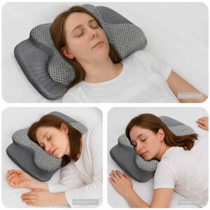 vidaXL Nek kussen Grijs Traagschuim 58 x 38 x 12 cm