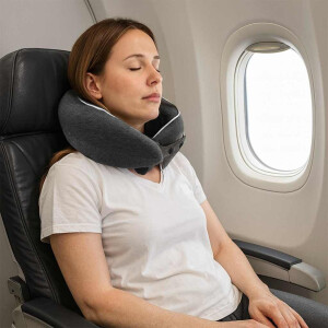 vidaXL Reiskussen voor de nek Donkergrijs Traagschuim 28 x 28 x 14 cm