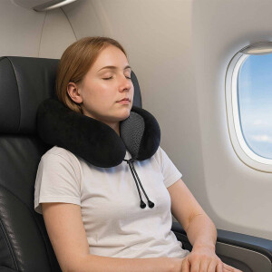 vidaXL Reiskussen voor de Nek Zwart 27 x 26 x 14 cm Traagschuim