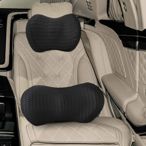 vidaXL Nek kussen, Rugkussen Zwart Traagschuim 47 x 24 x 11 cm