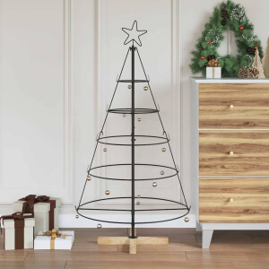 vidaXL Kerst Cone Boom met standaard Zwart 126 cm Staal