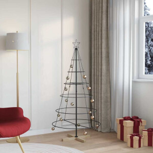 vidaXL Kerst Cone Boom met standaard Zwart 154 cm Staal