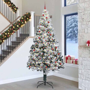 vidaXL Kerstboom met decoratieve touwlichten Wit 300 cm PVC