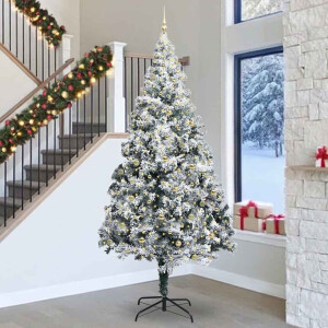 vidaXL Kerstboom met decoratieve touwlichten Wit 300 cm PVC