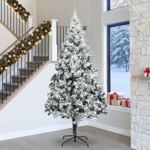 vidaXL Kerstboom met decoratieve touwlichten Wit 300 cm PVC
