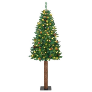 vidaXL Slanke Kerstboom Groen 180 cm PVC en massief dennenhout