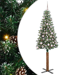 vidaXL Slanke Kerstboom Groen 180 cm PVC en massief dennenhout
