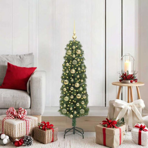 vidaXL Kunstkerstboom Groen 120 cm PVC en Staal en Kunststof