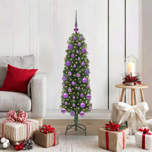 vidaXL Kunstkerstboom Groen 120 cm PVC en Staal en Kunststof
