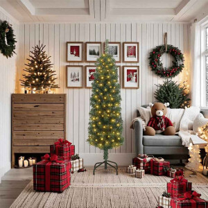 vidaXL Slanke Kerstboom Groen 48 x 48 x 180 cm Kunststof en metaal