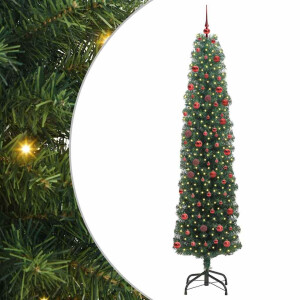 vidaXL Kunstkerstboom Groen 210 cm PVC en Staal en Kunststof
