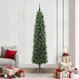 vidaXL Kunstkerstboom Groen 210 cm PVC en Staal en Kunststof