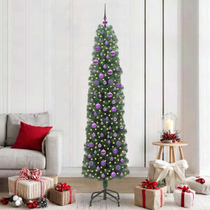vidaXL Kunstkerstboom Groen 210 cm PVC en Staal en Kunststof