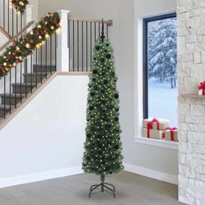 vidaXL Kunstkerstboom Groen 240 cm PVC en Staal en Kunststof
