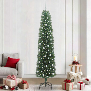 vidaXL Kunstkerstboom Groen 240 cm PVC en Staal en Kunststof