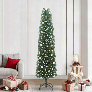 vidaXL Kunstkerstboom Groen 240 cm PVC en Staal en Kunststof