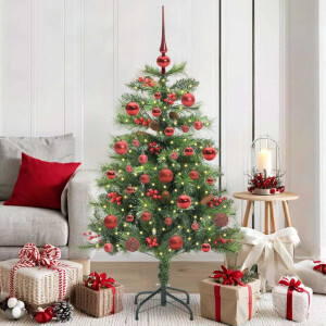 vidaXL Kunstkerstboom met LED -striplichten Groen 150 cm PVC en Metaal