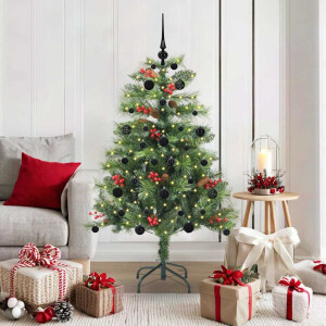vidaXL Kunstkerstboom met LED -striplichten Groen 150 cm PVC en Metaal