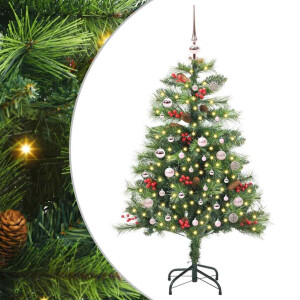 vidaXL Kunstkerstboom met LED -striplichten Groen 150 cm PVC en Metaal