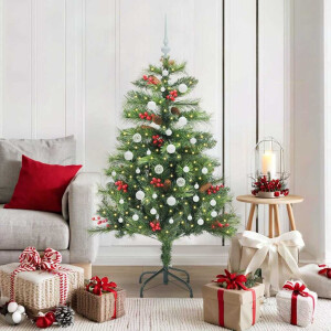 vidaXL Kunstkerstboom met LED -striplichten Groen 150 cm PVC en Metaal