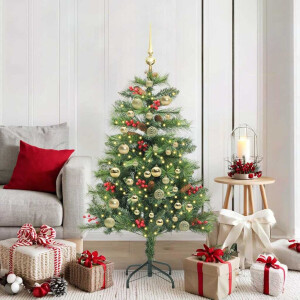 vidaXL Kunstkerstboom met LED -striplichten Groen 150 cm PVC en Metaal