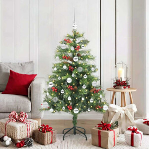 vidaXL Kunstkerstboom met LED -striplichten Groen 150 cm PVC en Metaal
