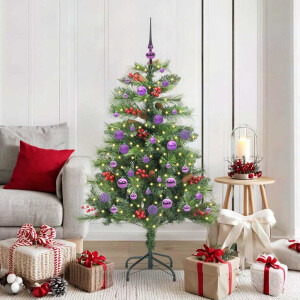 vidaXL Kunstkerstboom met LED -striplichten Groen 150 cm PVC en Metaal