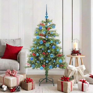 vidaXL Kunstkerstboom met LED -striplichten Groen 150 cm PVC en Metaal