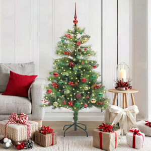 vidaXL Kunstkerstboom met LED -striplichten Groen 150 cm PVC en Metaal
