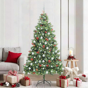 vidaXL Kunstkerstboom met LED -striplichten Groen 210 cm PVC en Metaal