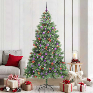 vidaXL Kunstkerstboom met LED -striplichten Groen 210 cm PVC en Metaal