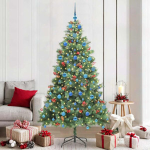 vidaXL Kunstkerstboom met LED -striplichten Groen 210 cm PVC en Metaal