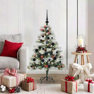 vidaXL Kunstkerstboom Groen en wit 120 cm PVC en Metaal en Plastic