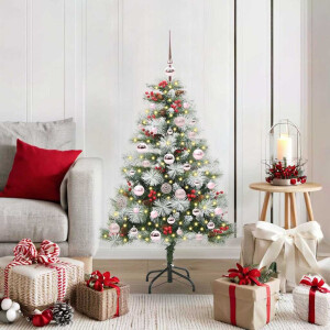 vidaXL Kunstkerstboom Groen en wit 120 cm PVC en Metaal en Plastic